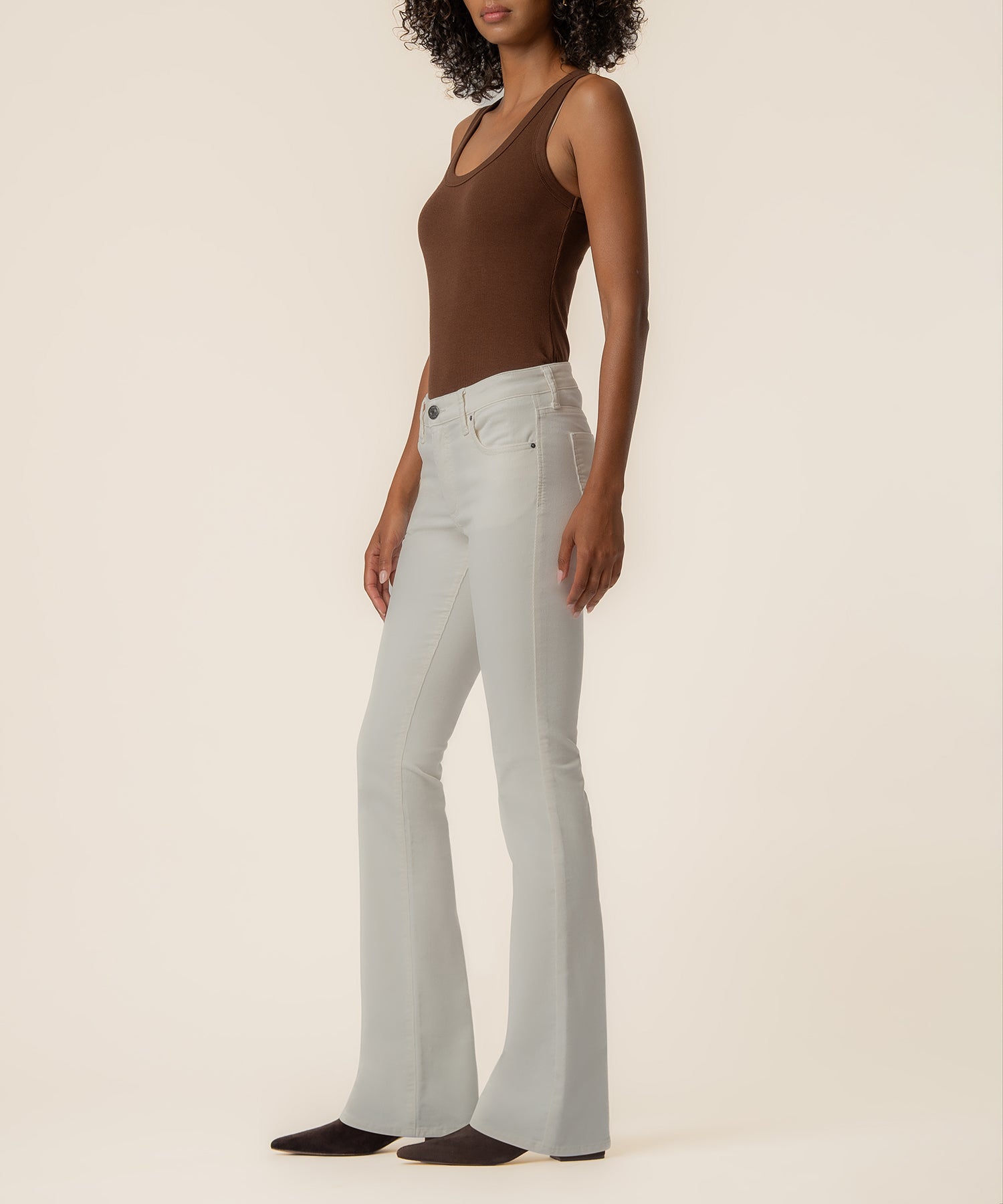 Natalie Corduroy Bootcut in Cloud White