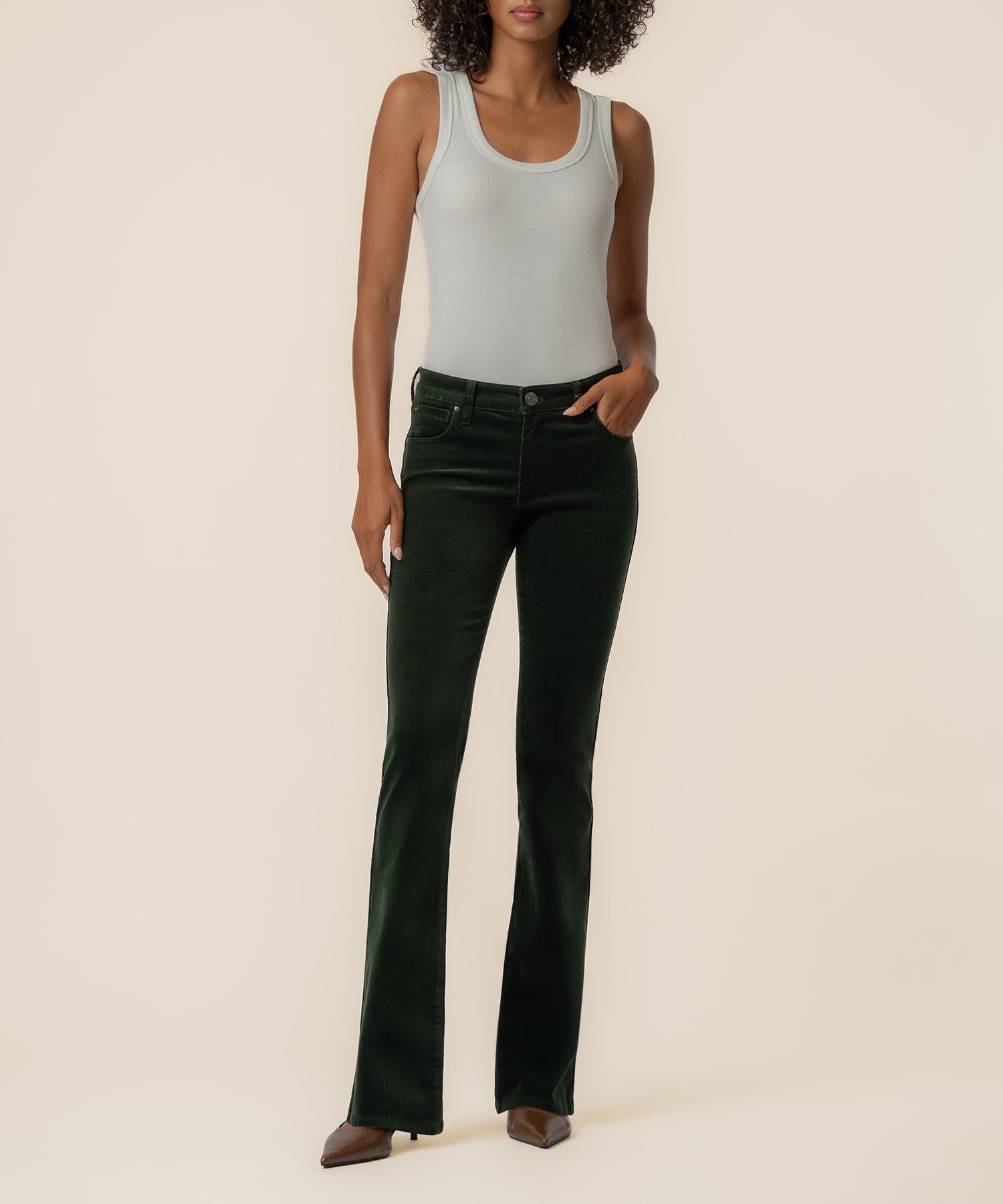 Natalie Corduroy Bootcut in Dark Forest
