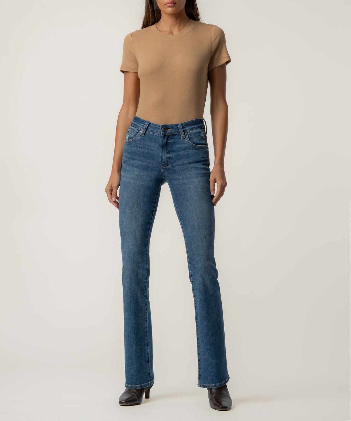 Natalie Mid Rise Bootcut, Petite in Studious Wash