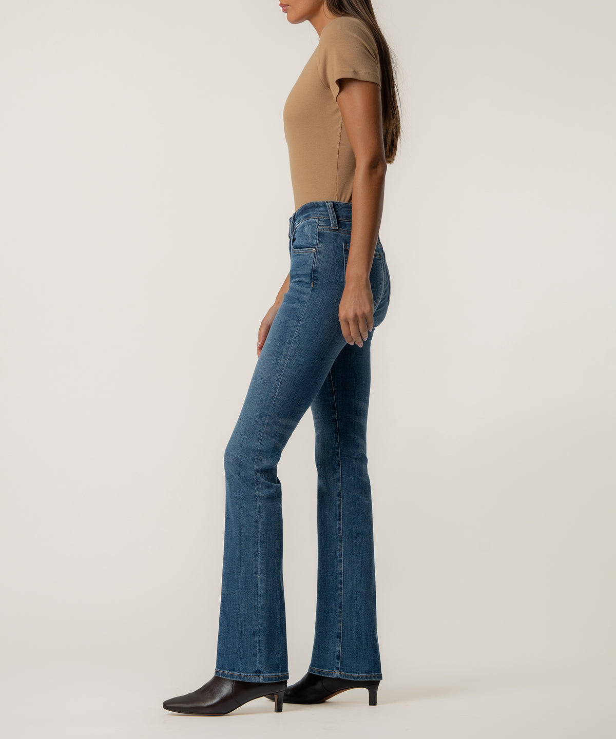 Natalie Mid Rise Bootcut, Petite in Studious Wash