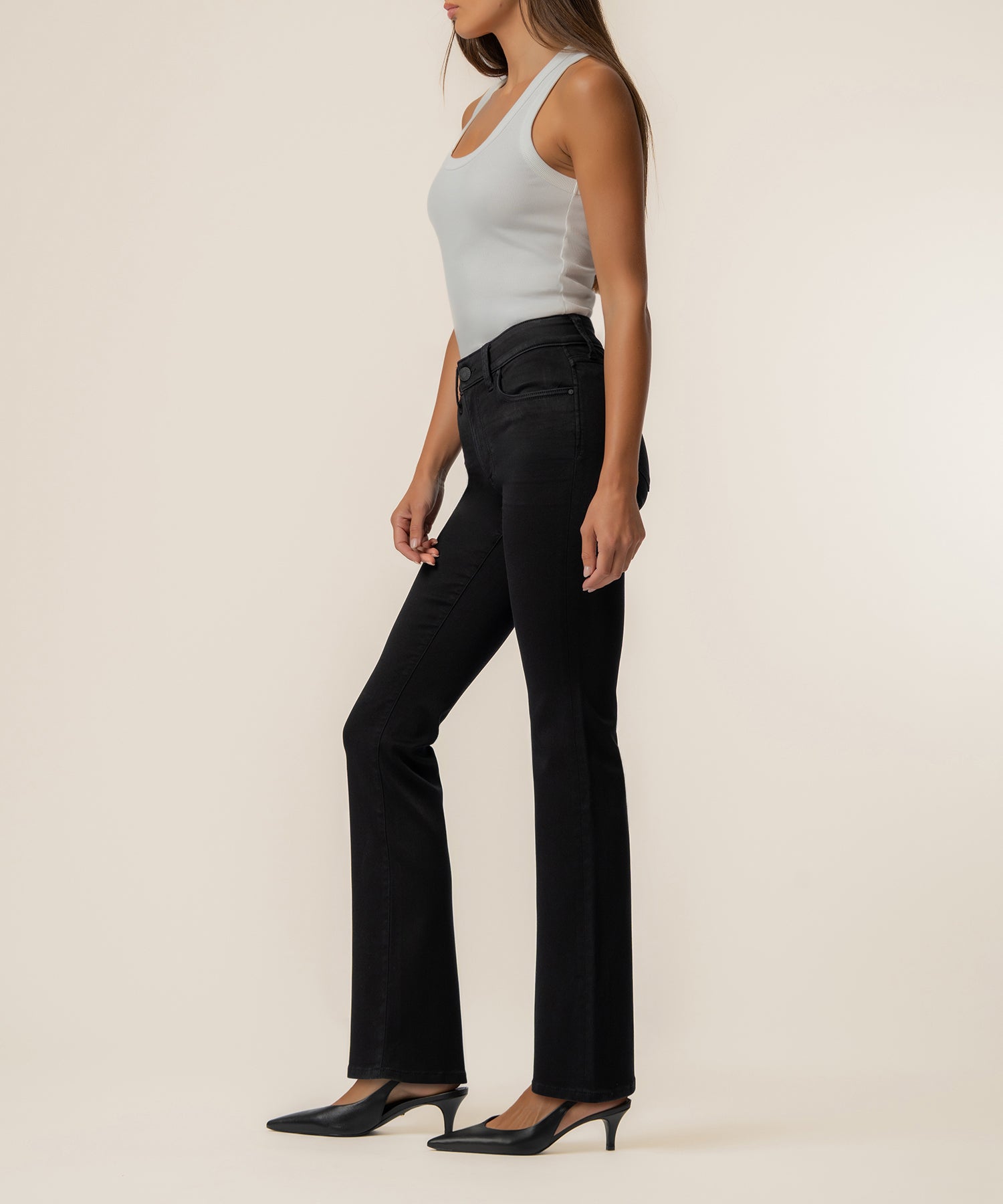 Natalie Mid Rise Bootcut, Petite in Black