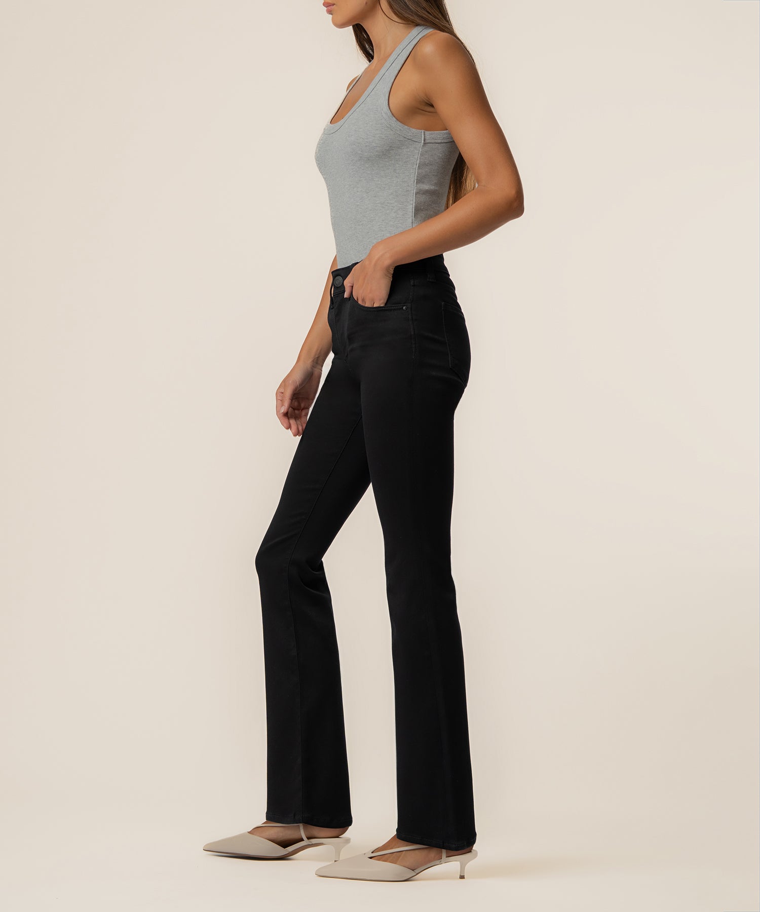 Natalie Mid Rise Bootcut, Petite in Black