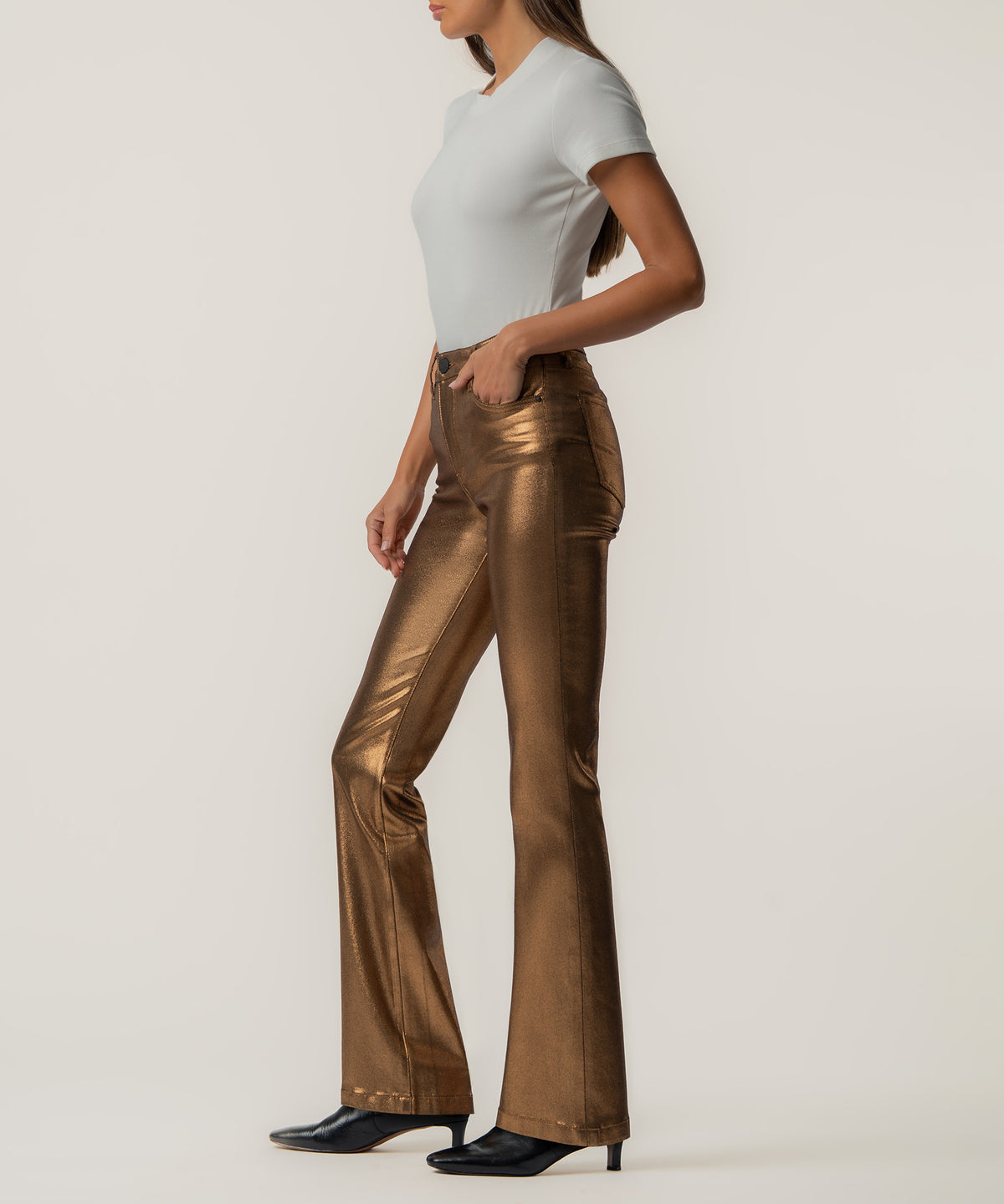 Kelly High Rise Ankle Flare in Bronze