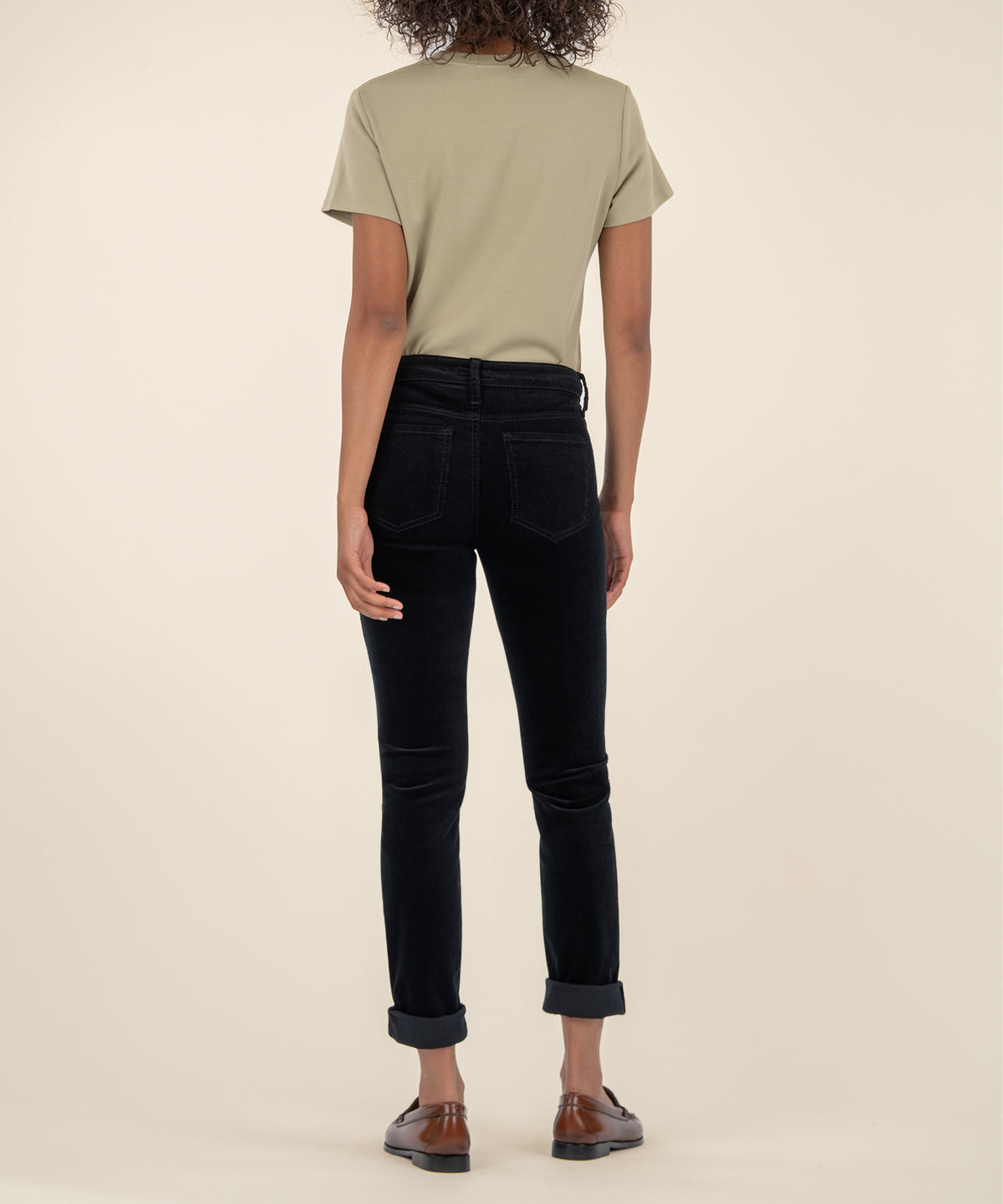 Catherine Corduroy Mid Rise Boyfriend in Black
