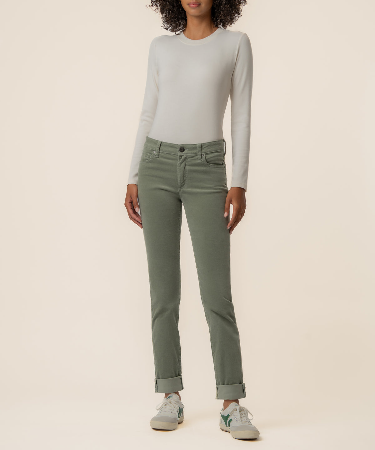 Catherine Corduroy Mid Rise Boyfriend in Sea Star