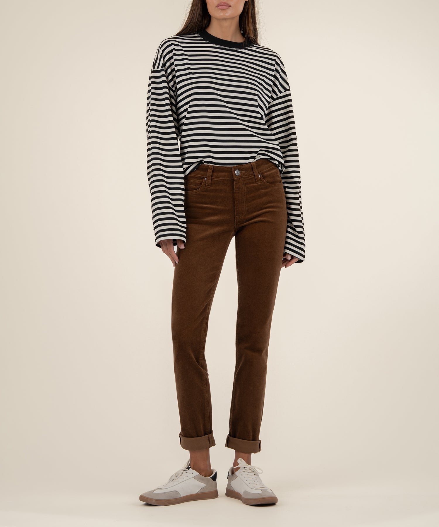 Catherine Corduroy Mid Rise Boyfriend in Whiskey