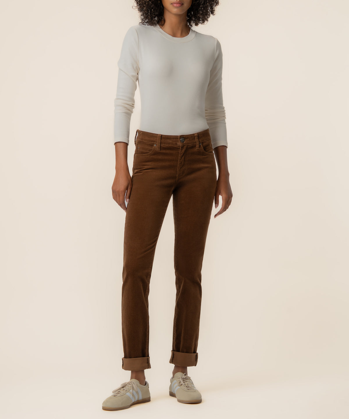 Catherine Corduroy Mid Rise Boyfriend in Whiskey