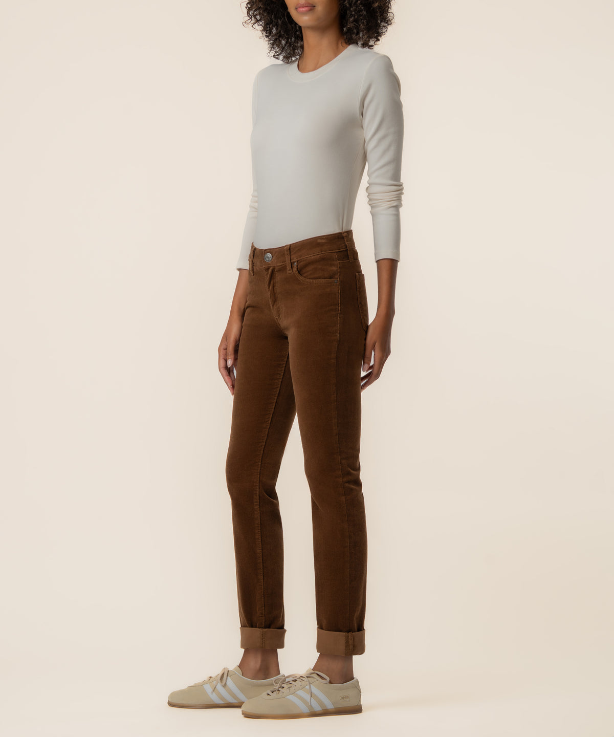 Catherine Corduroy Mid Rise Boyfriend in Whiskey