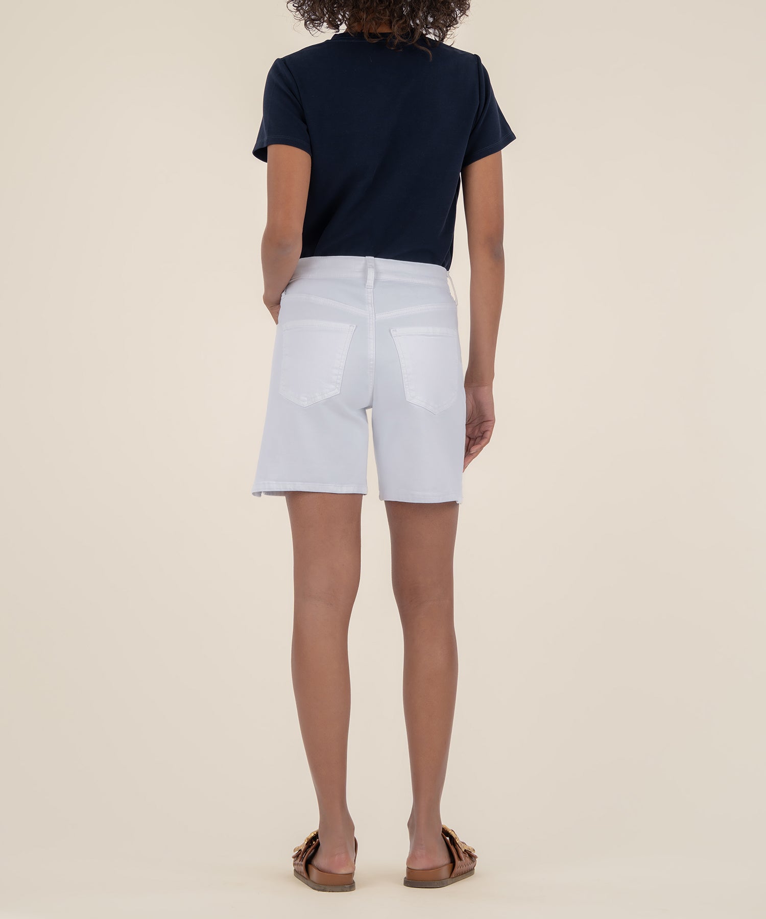 Kut From The Kloth Holly Women's Cotton High Waisted Bermuda Shorts with Pockets | Optic White | White | 10 Kut From The Kloth Holly Women's Cotton High Waisted Bermuda Shorts with Pockets | Optic White | White | 10