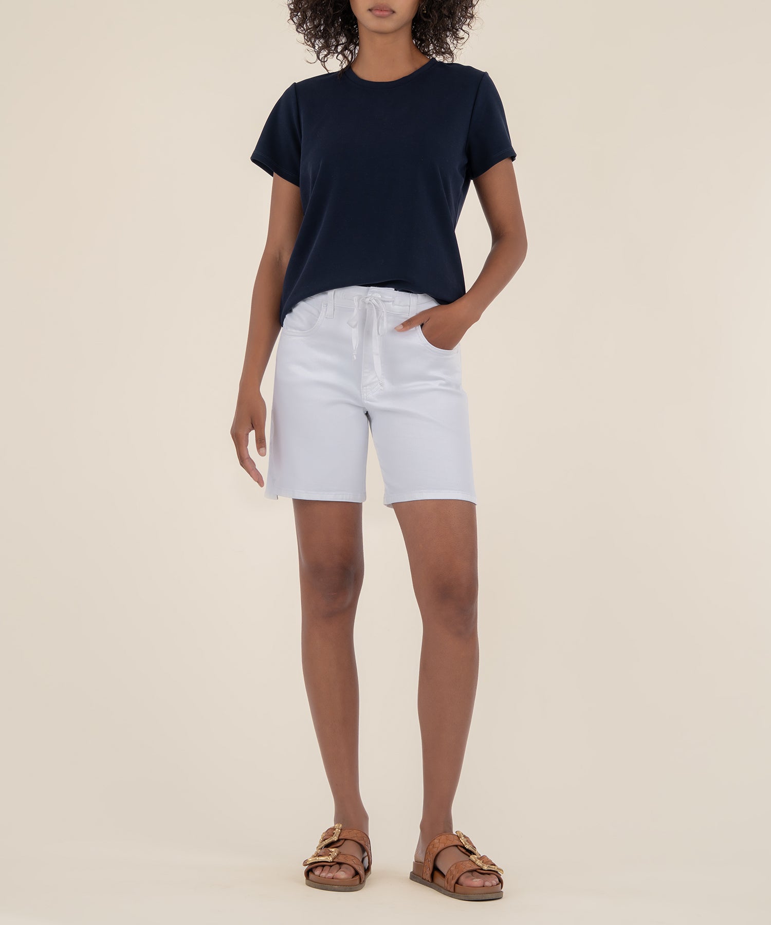 Kut From The Kloth Holly Women's Cotton High Waisted Bermuda Shorts with Pockets | Optic White | White | 10 Kut From The Kloth Holly Women's Cotton High Waisted Bermuda Shorts with Pockets | Optic White | White | 10