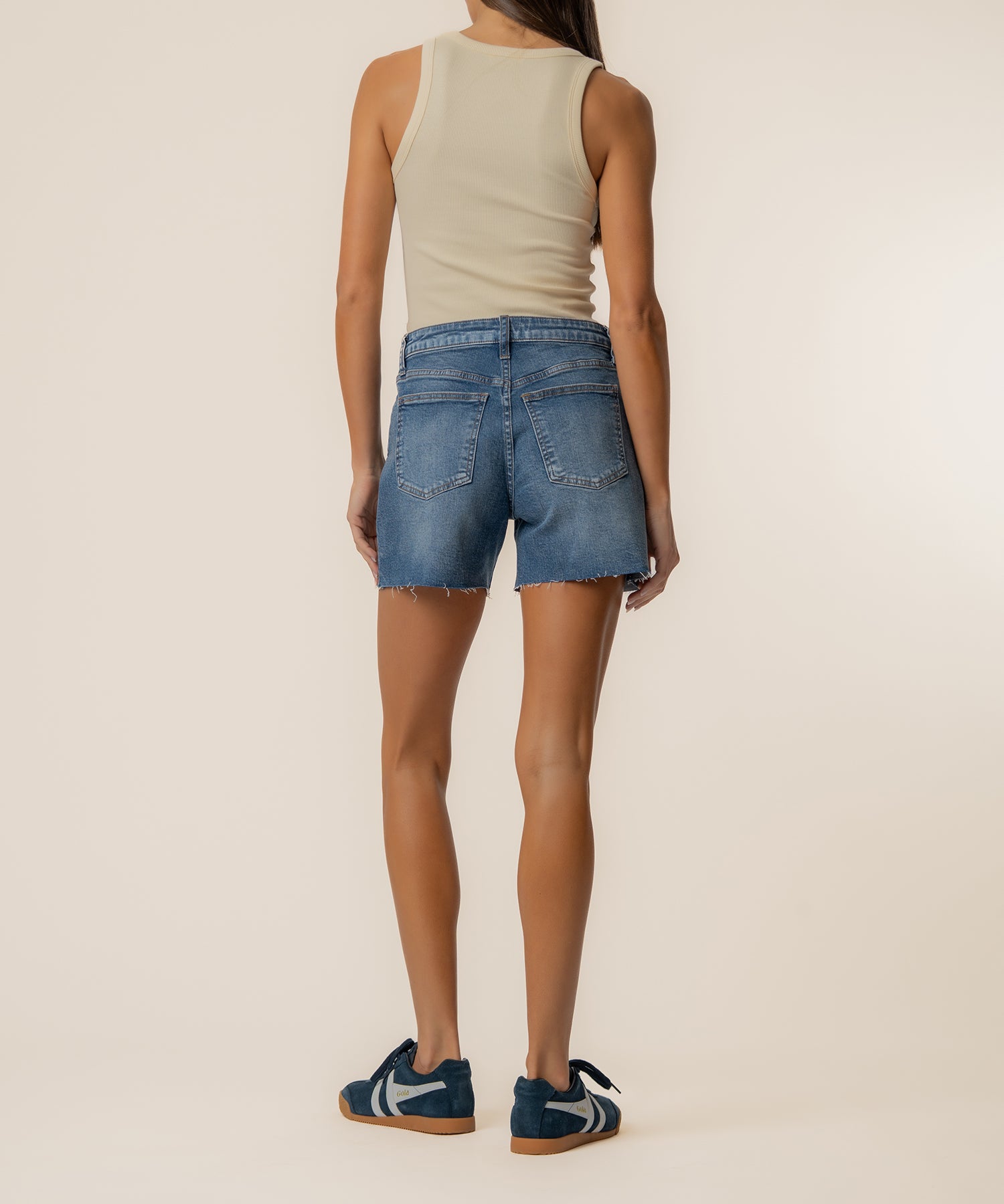 Jane High Rise Long Short in Astonish Wash