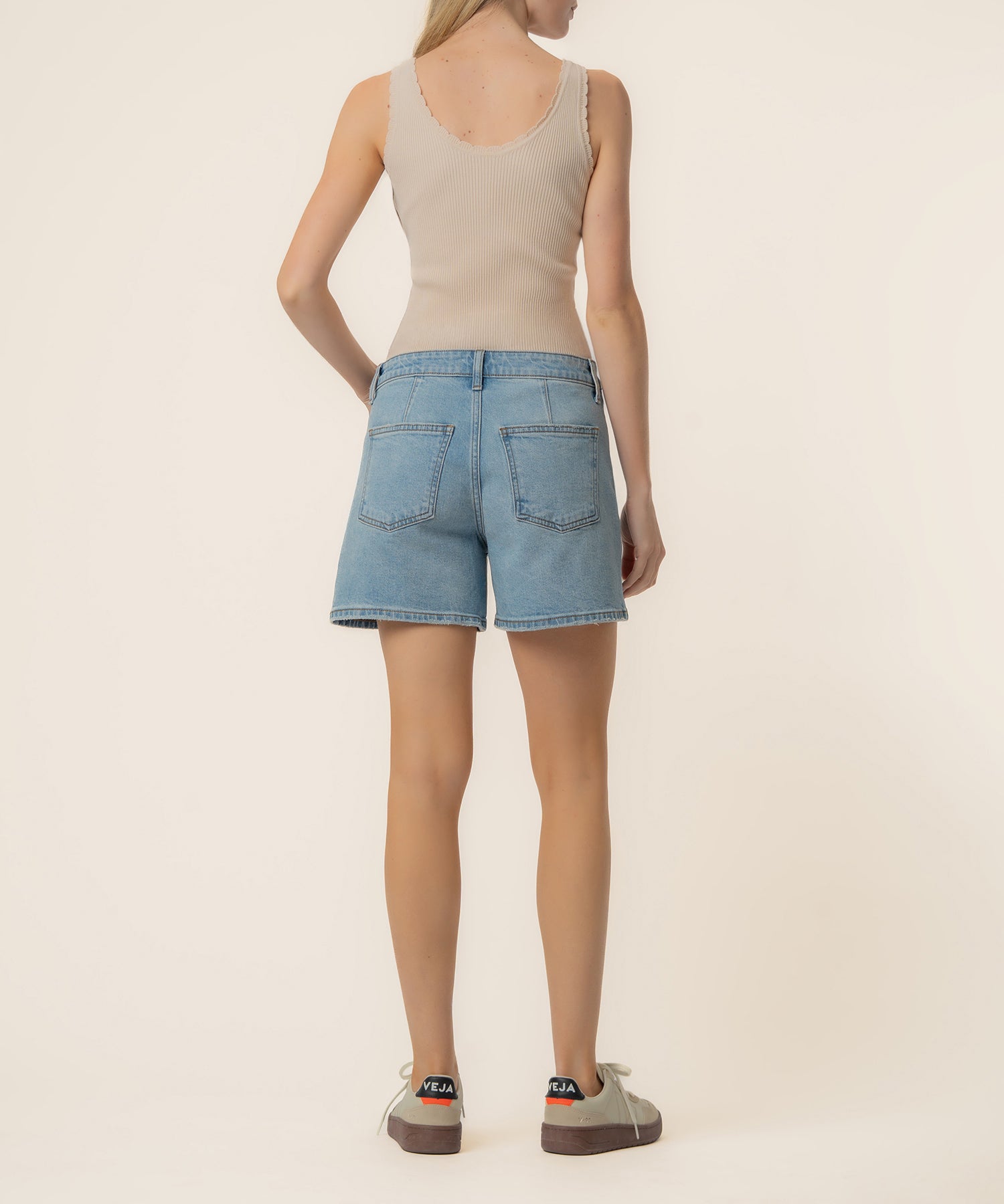 Jane High Rise Long Short in Restore Wash