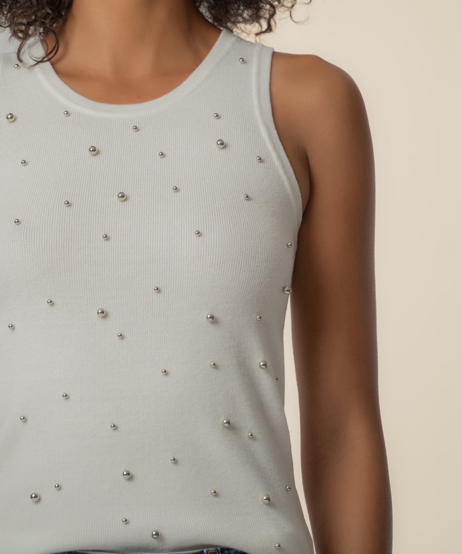 Sena Sweater Tank Top in White