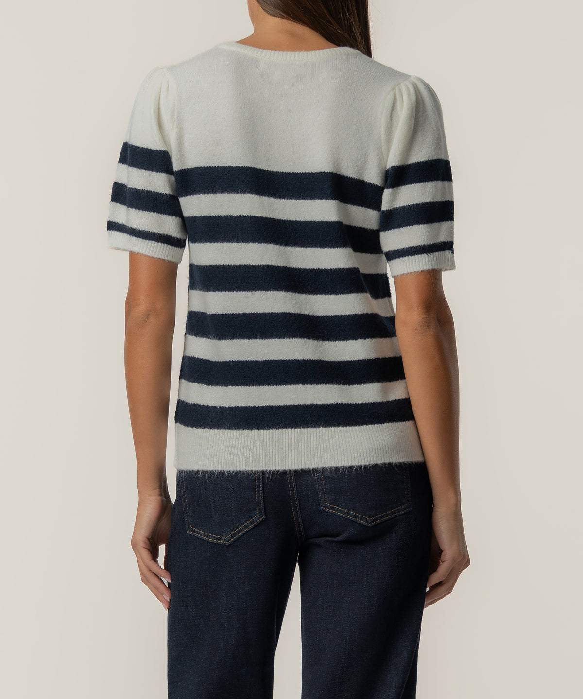 Monika Stripe Sweater in Cream/Navy