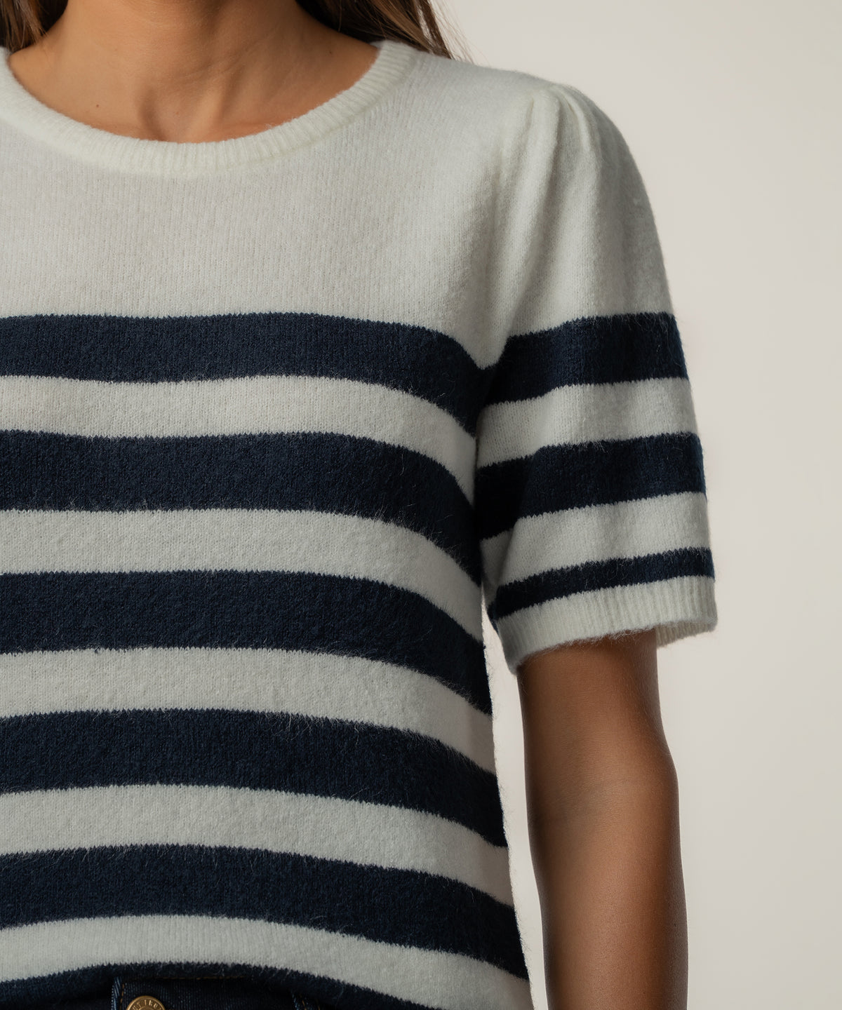 Monika Stripe Sweater in Cream/Navy