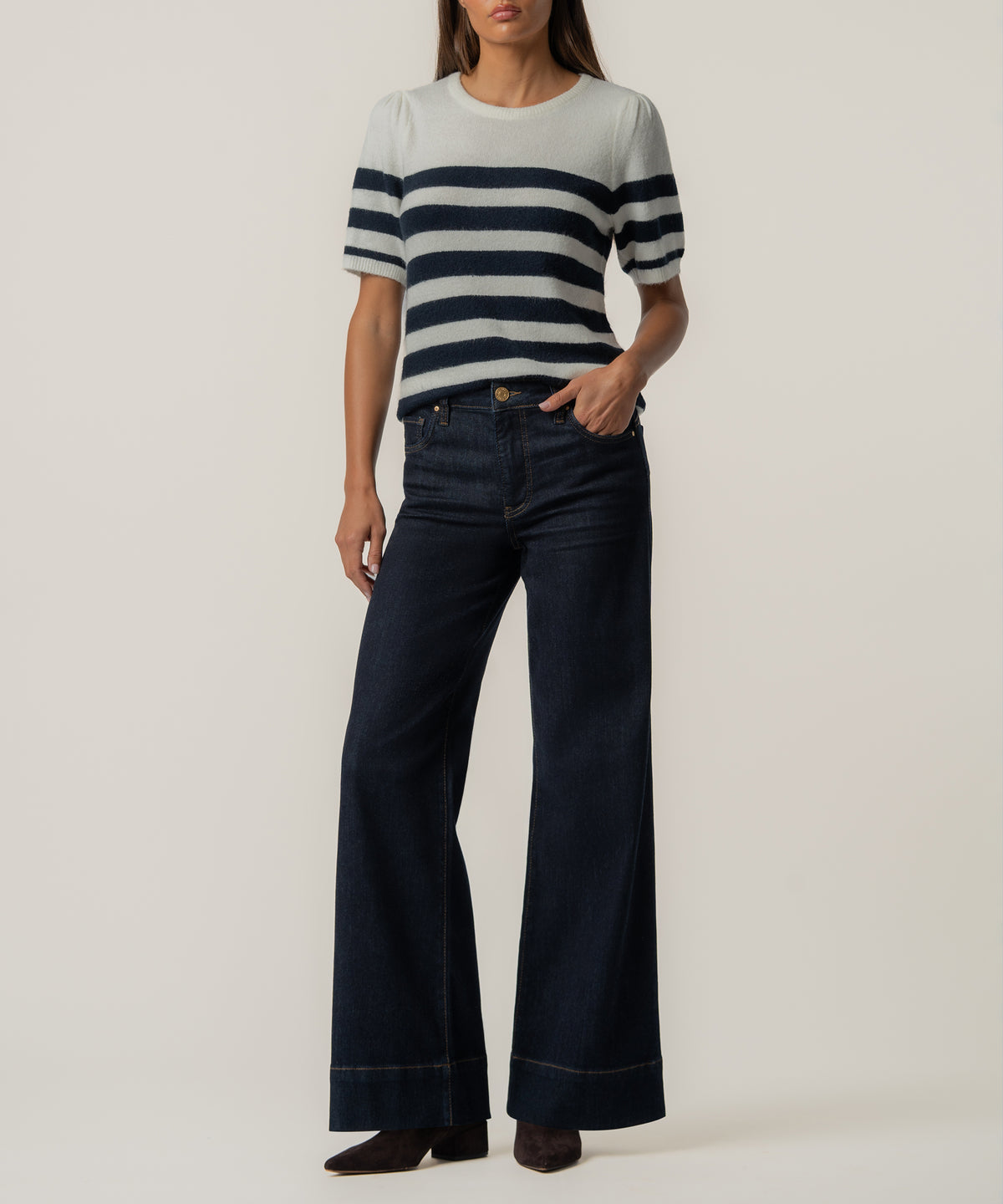 Monika Stripe Sweater in Cream/Navy