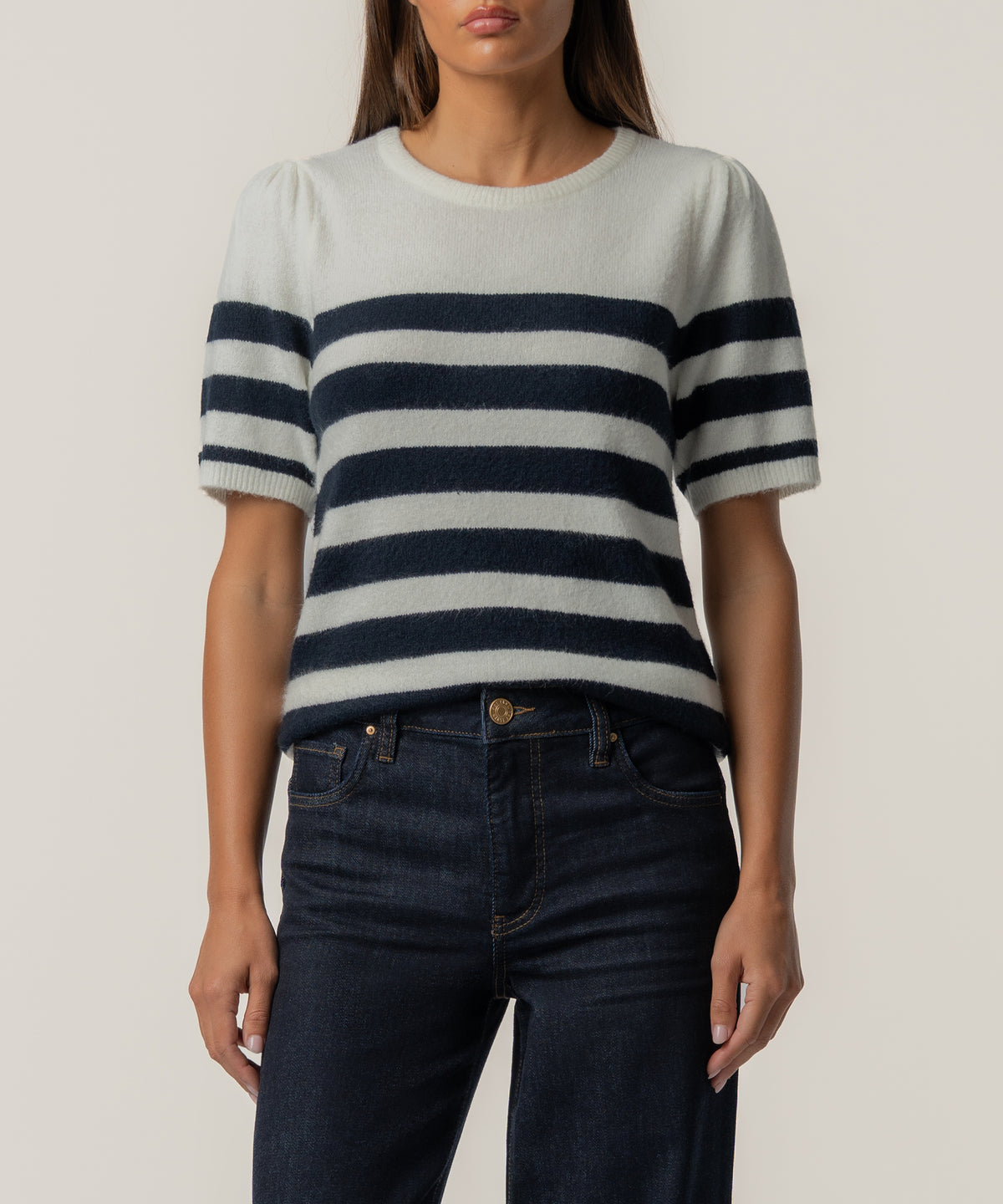Monika Stripe Sweater in Cream/Navy
