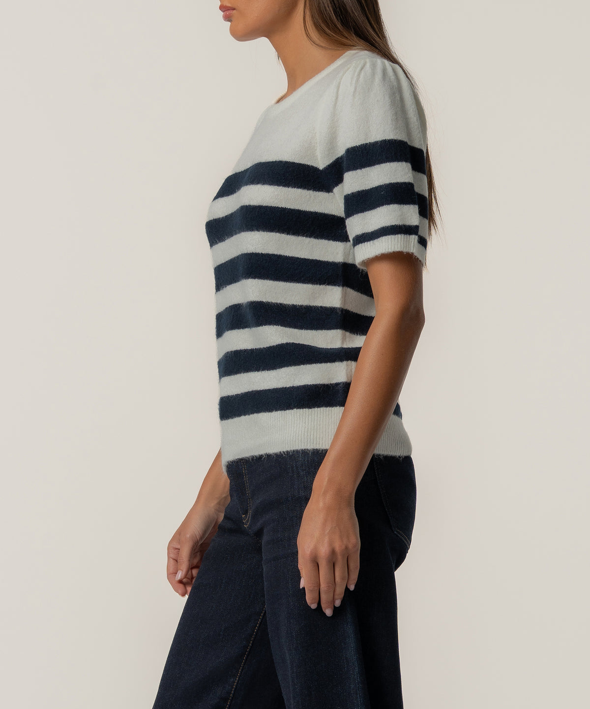 Monika Stripe Sweater in Cream/Navy