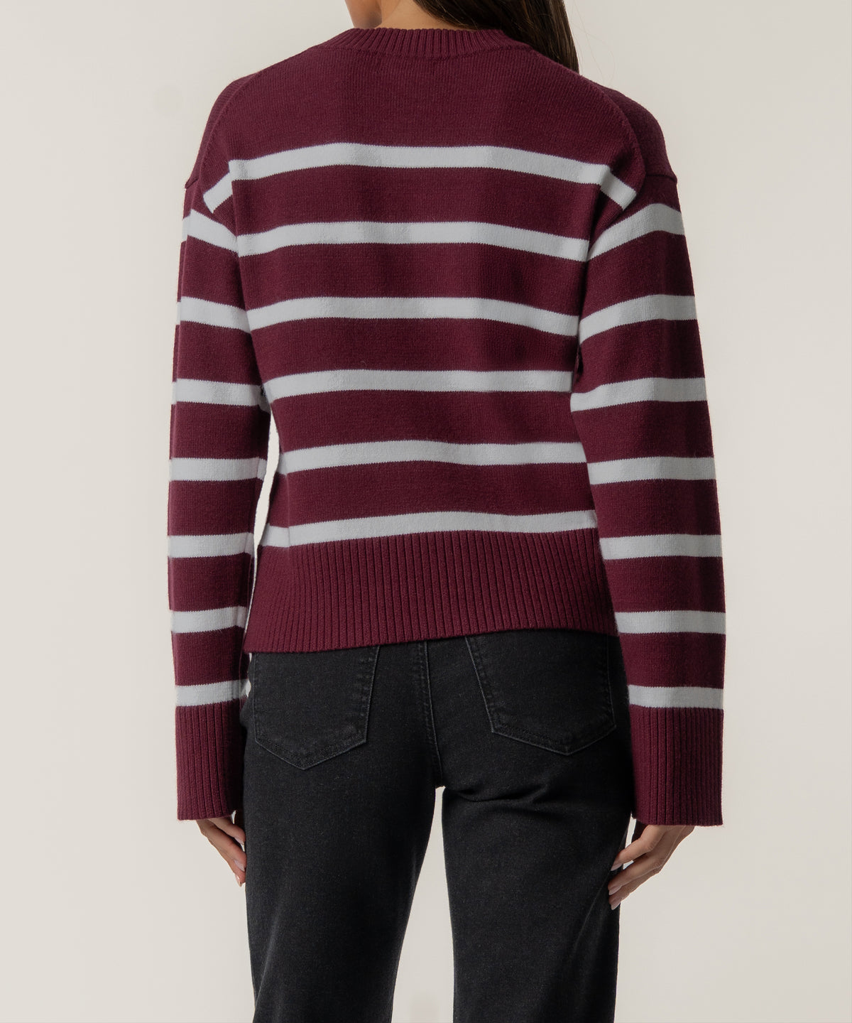 Sam Stripe Sweater Knit in Bordeaux/Ivory