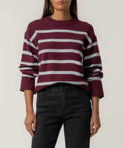 Sam Stripe Sweater Knit in Bordeaux/Ivory
