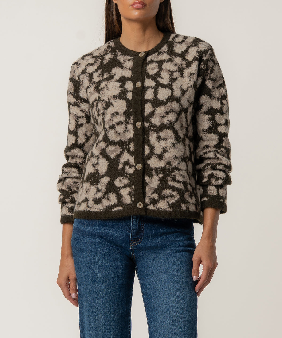 Sadie Sweater Knit Cardigan in Brown