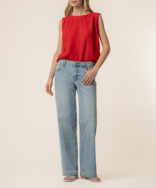 Joanne Sleeveless Crop Top in Tomato - Kut from the Kloth