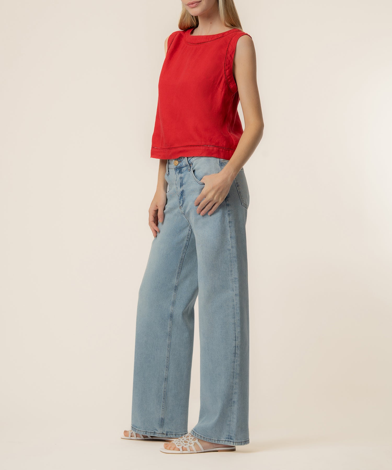 Joanne Sleeveless Crop Top in Tomato