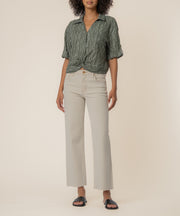 Rebel Linen Knot Front Shirt in Inca Seaweed