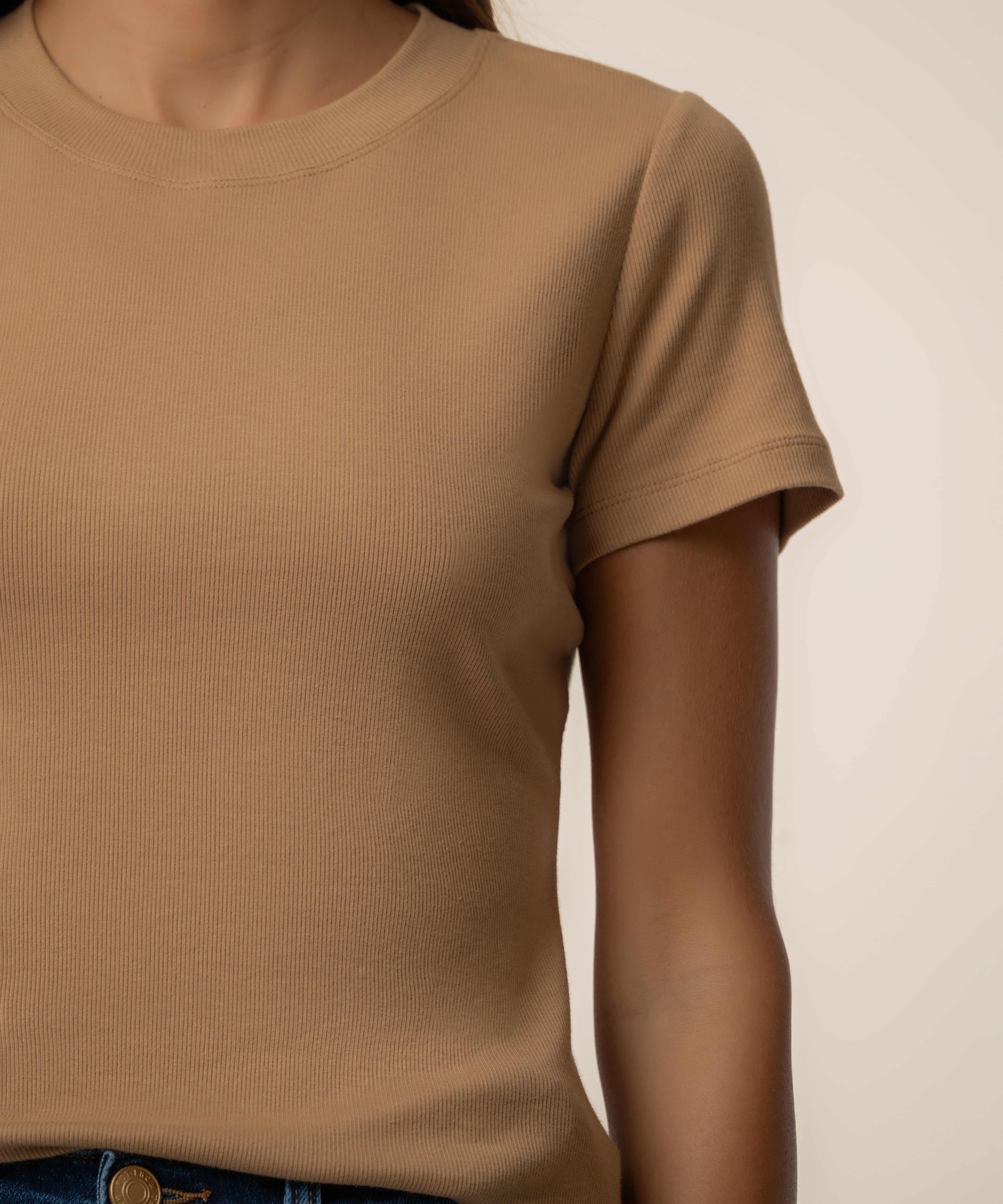 Langley Rib Top in Camel