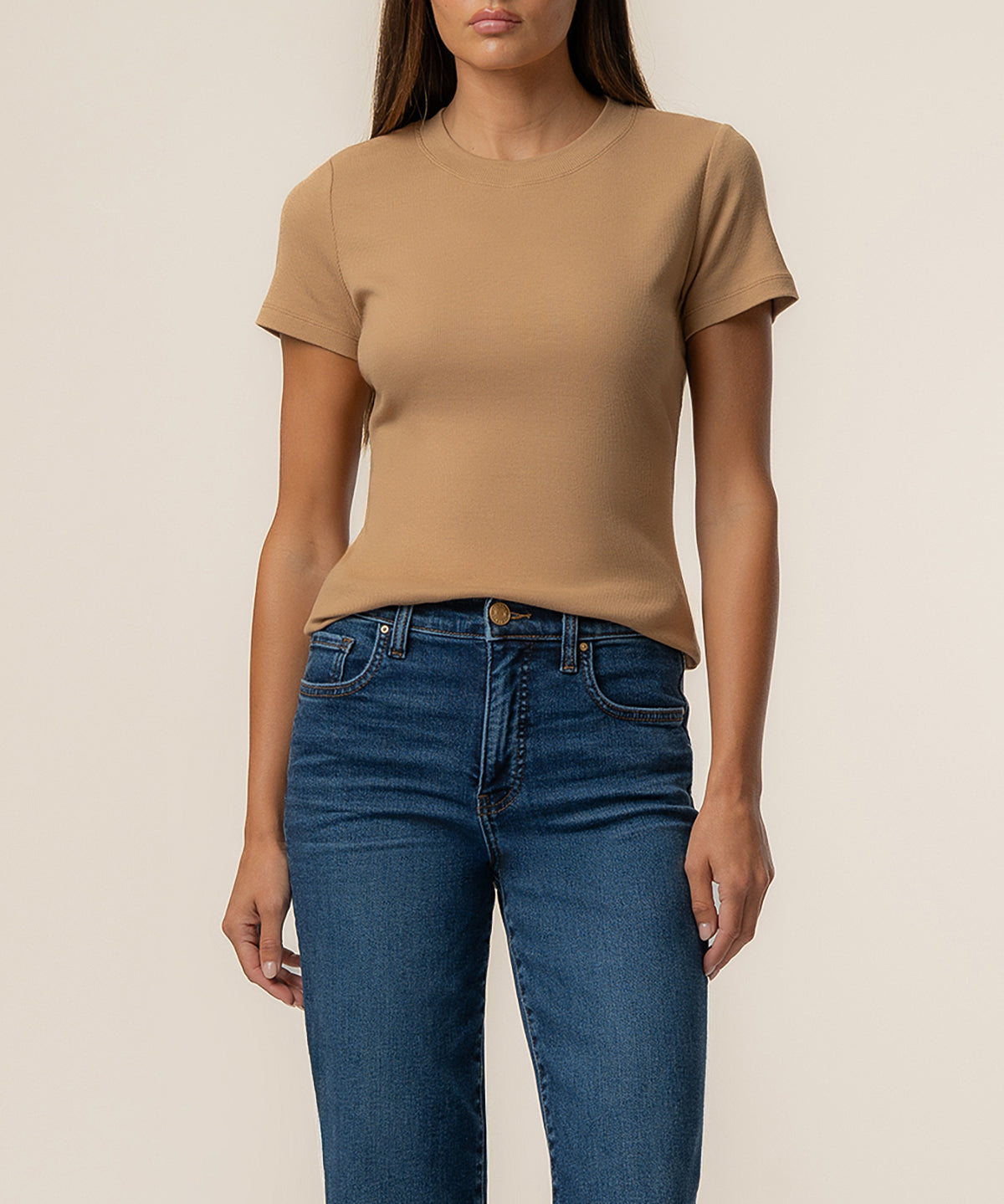 Langley Rib Top in Camel