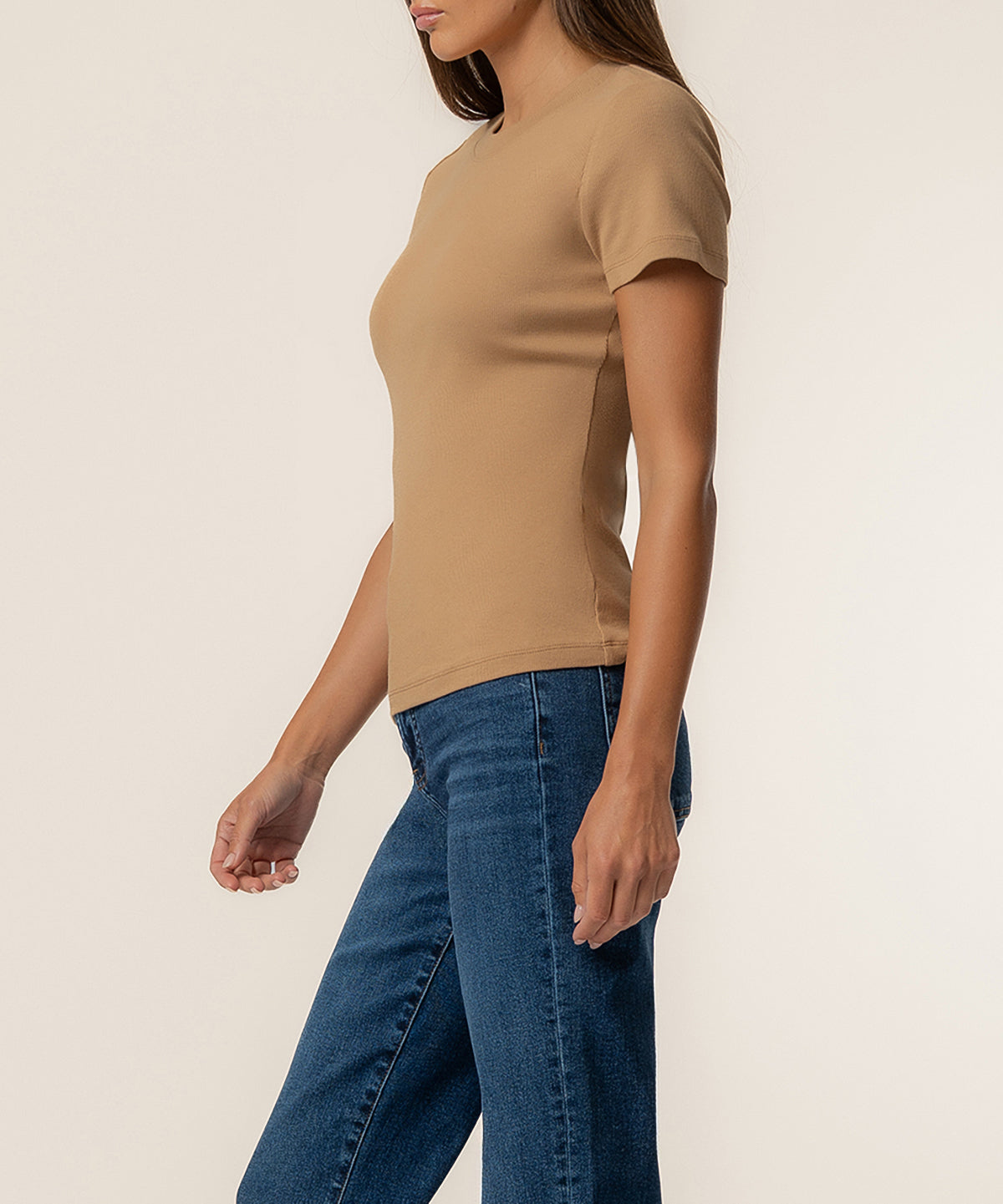 Langley Rib Top in Camel