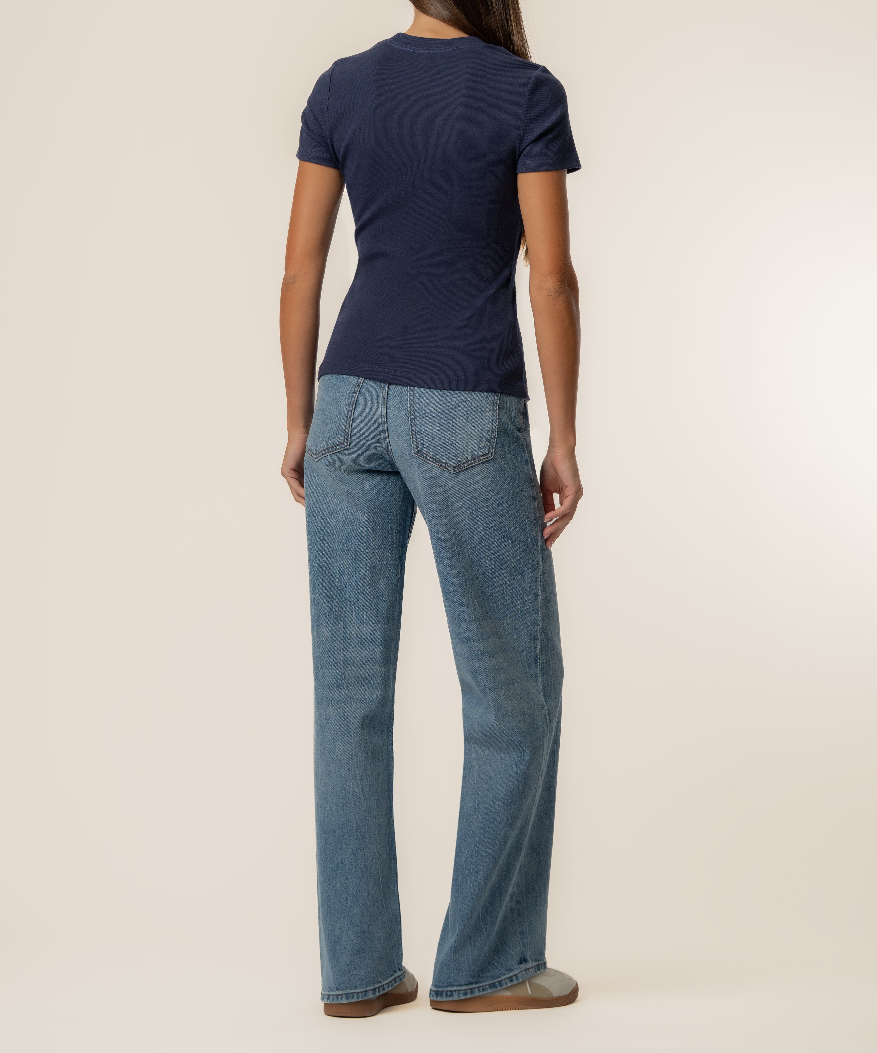 Langley Rib Top in Navy