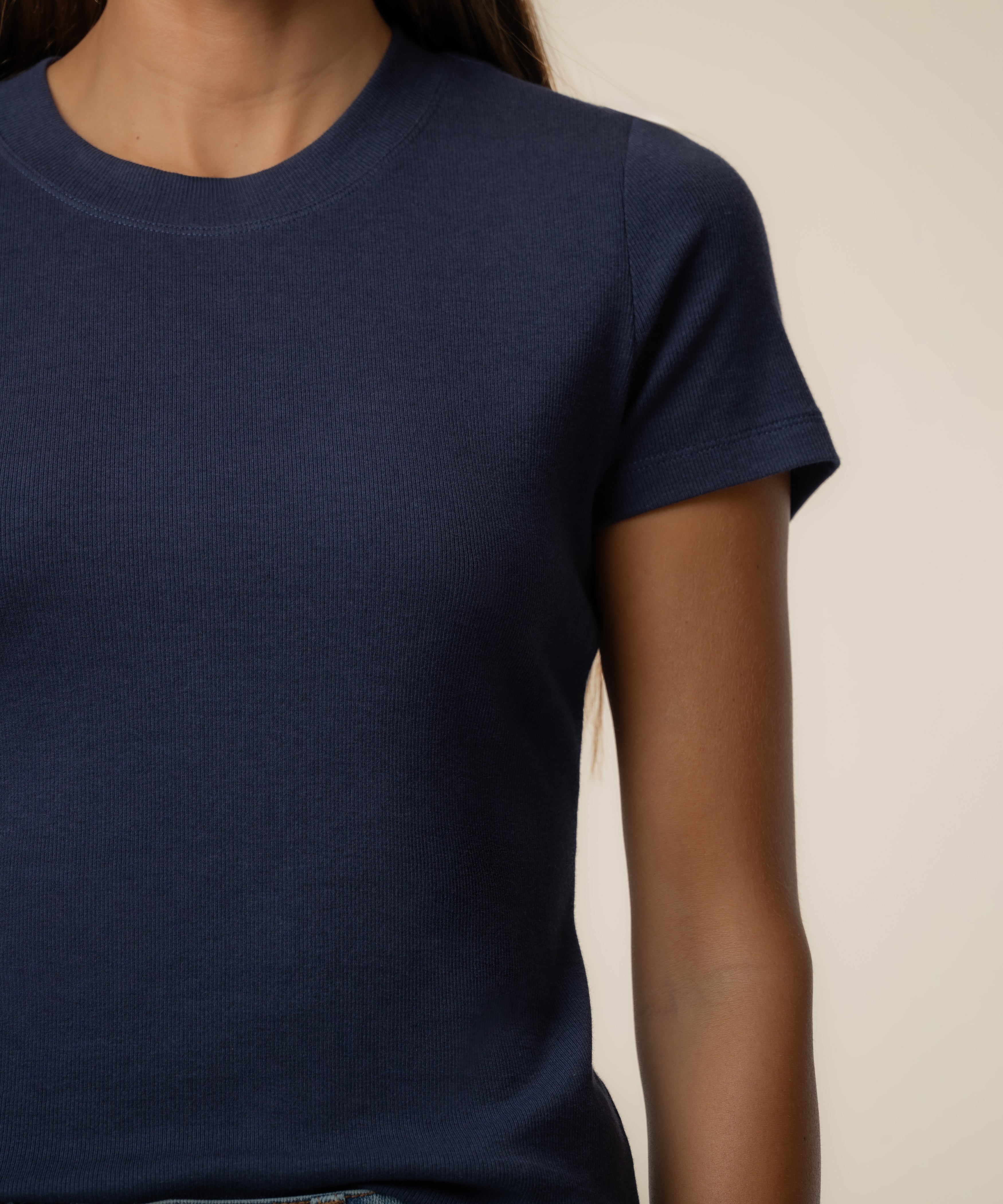Langley Rib Top in Navy