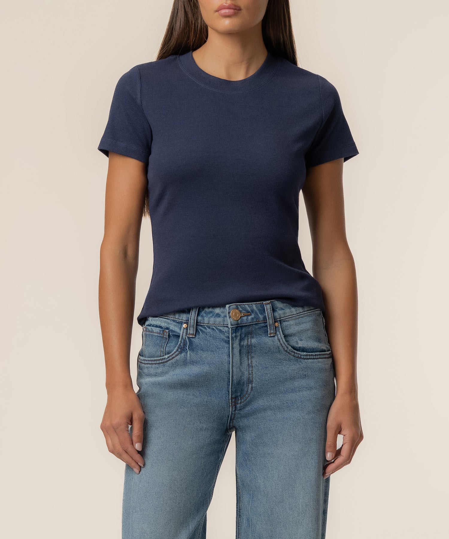 Langley Rib Top in Navy