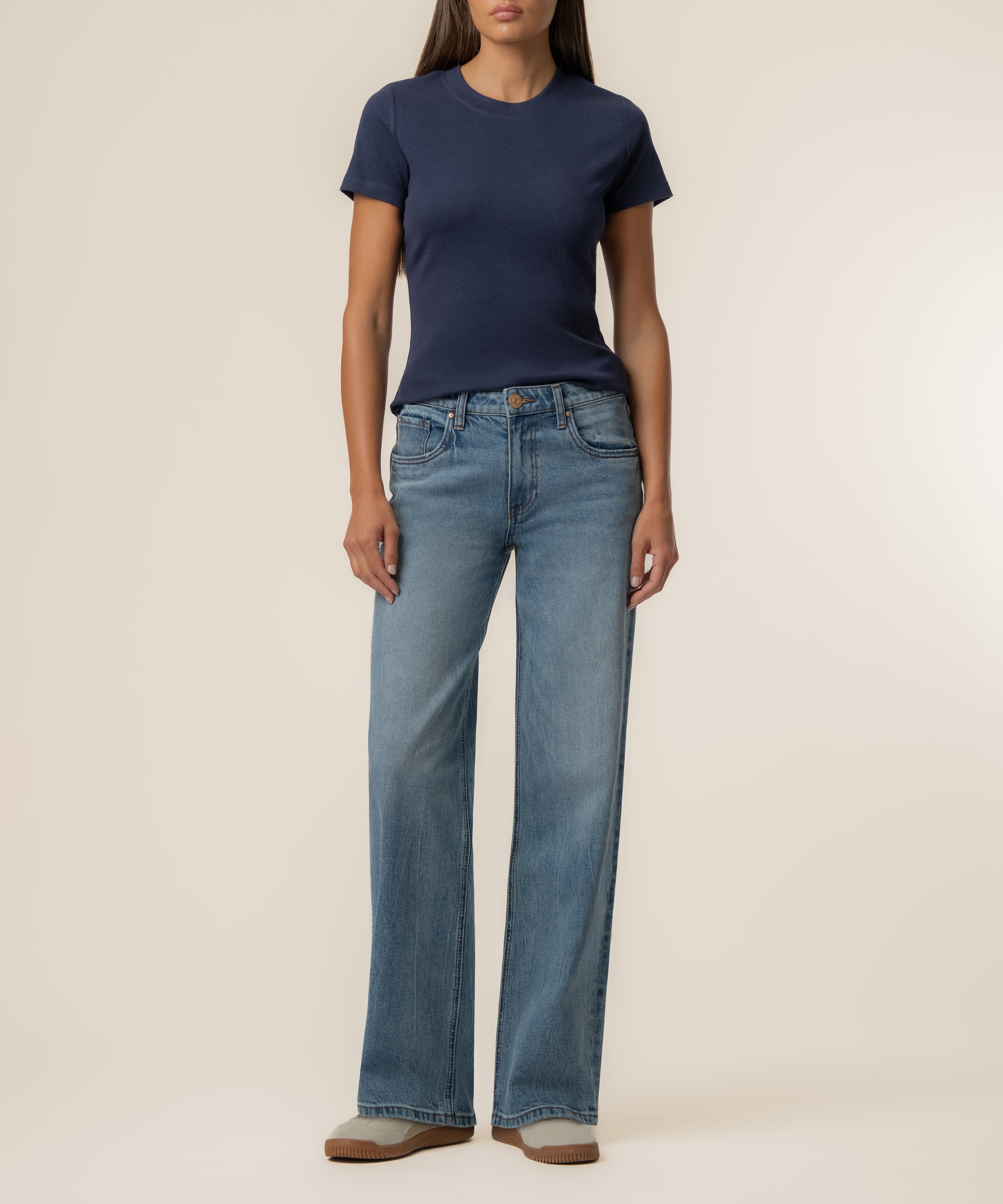Langley Rib Top in Navy