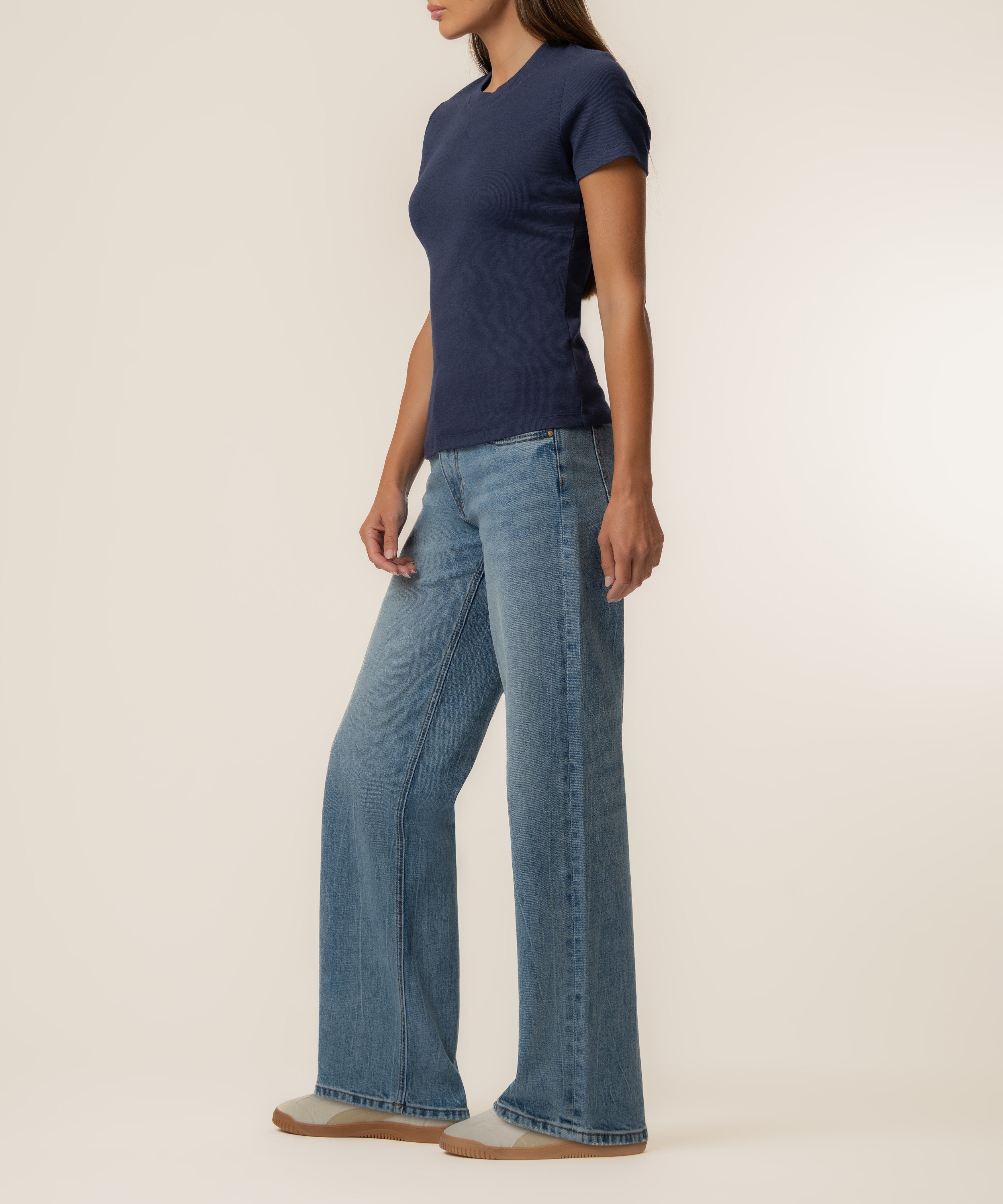 Langley Rib Top in Navy