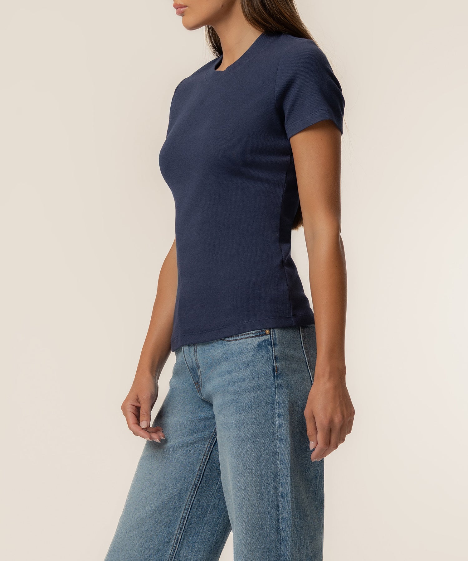 Langley Rib Top in Navy