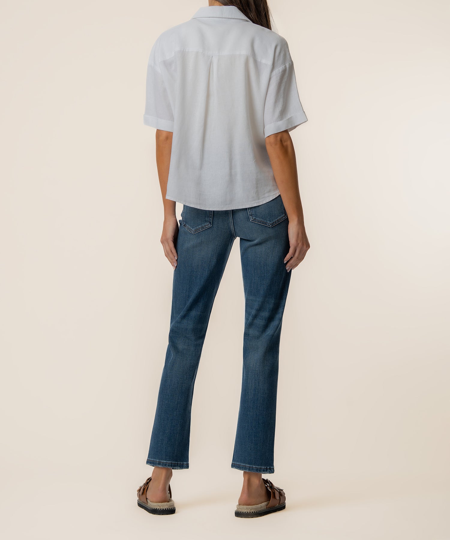 Brianna Linen Boxy Shirt in White