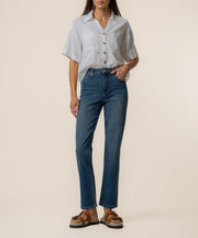Brianna Linen Boxy Shirt in White
