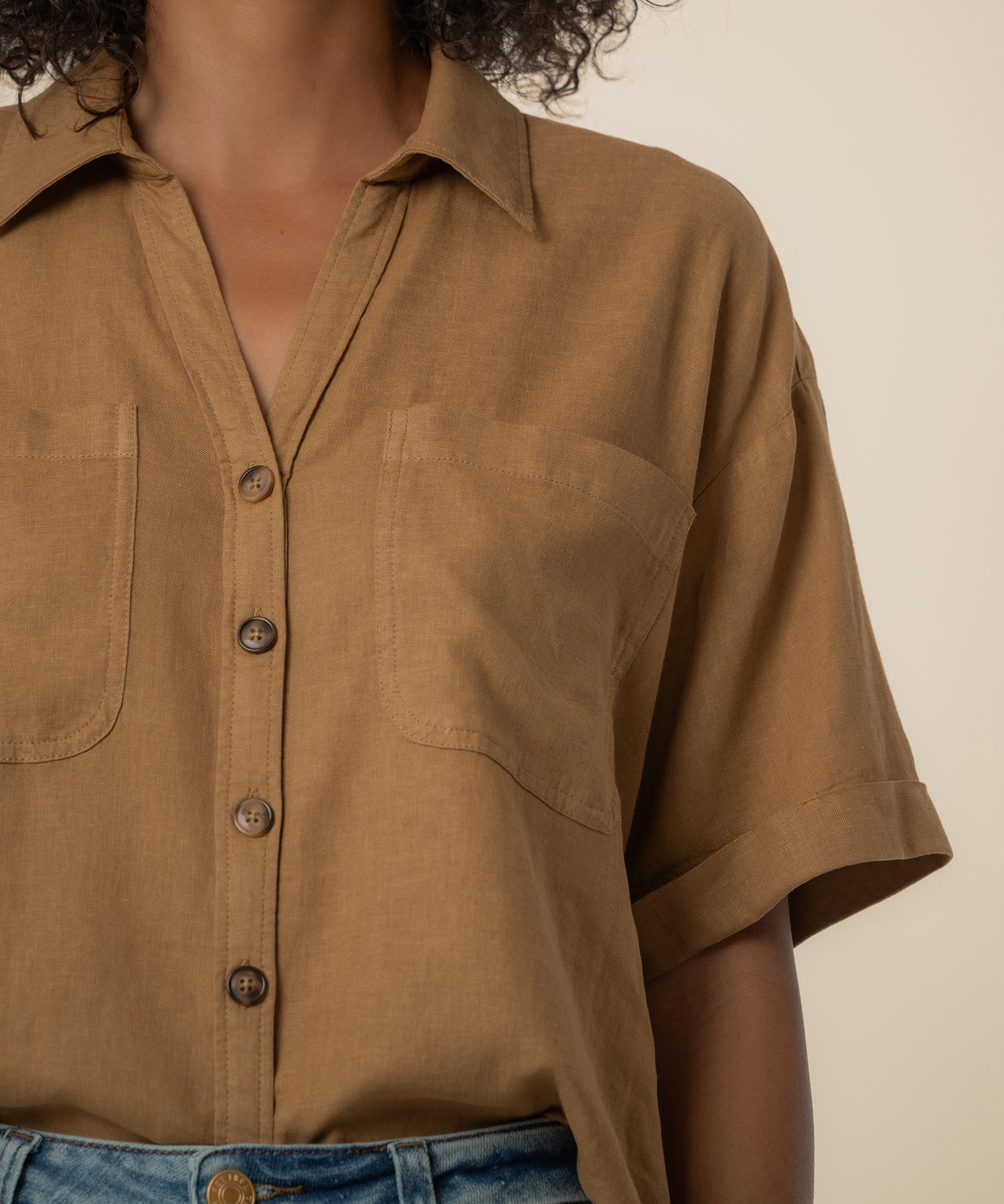 Brianna Linen Boxy Shirt