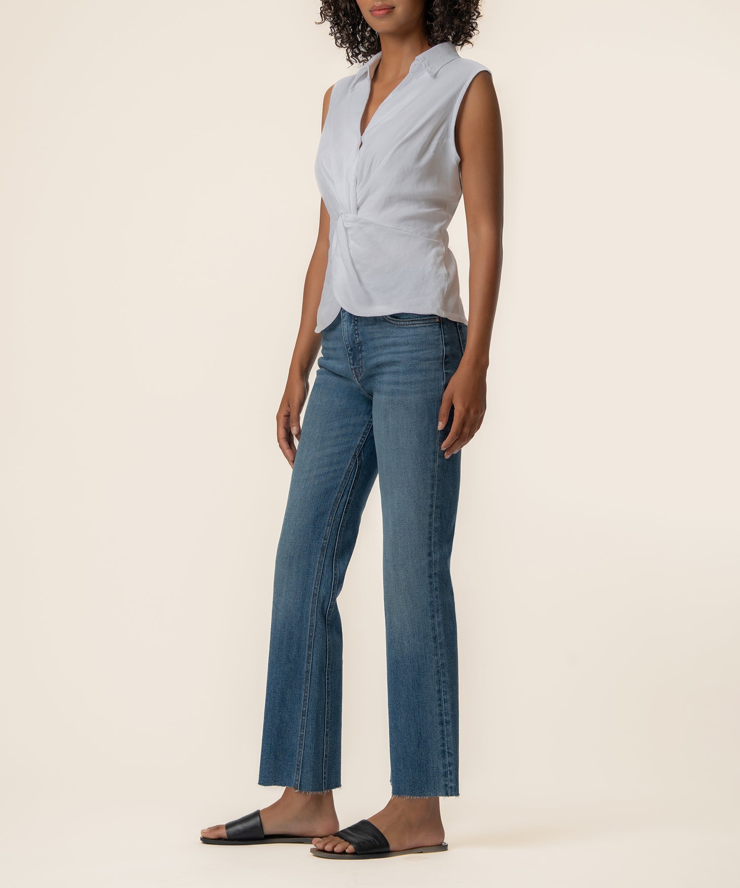 Sara Linen Top in White