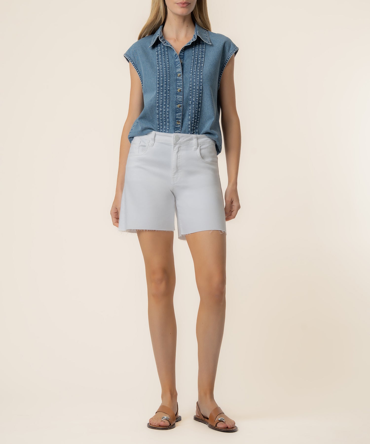Penelope Denim Top in Beaming Wash