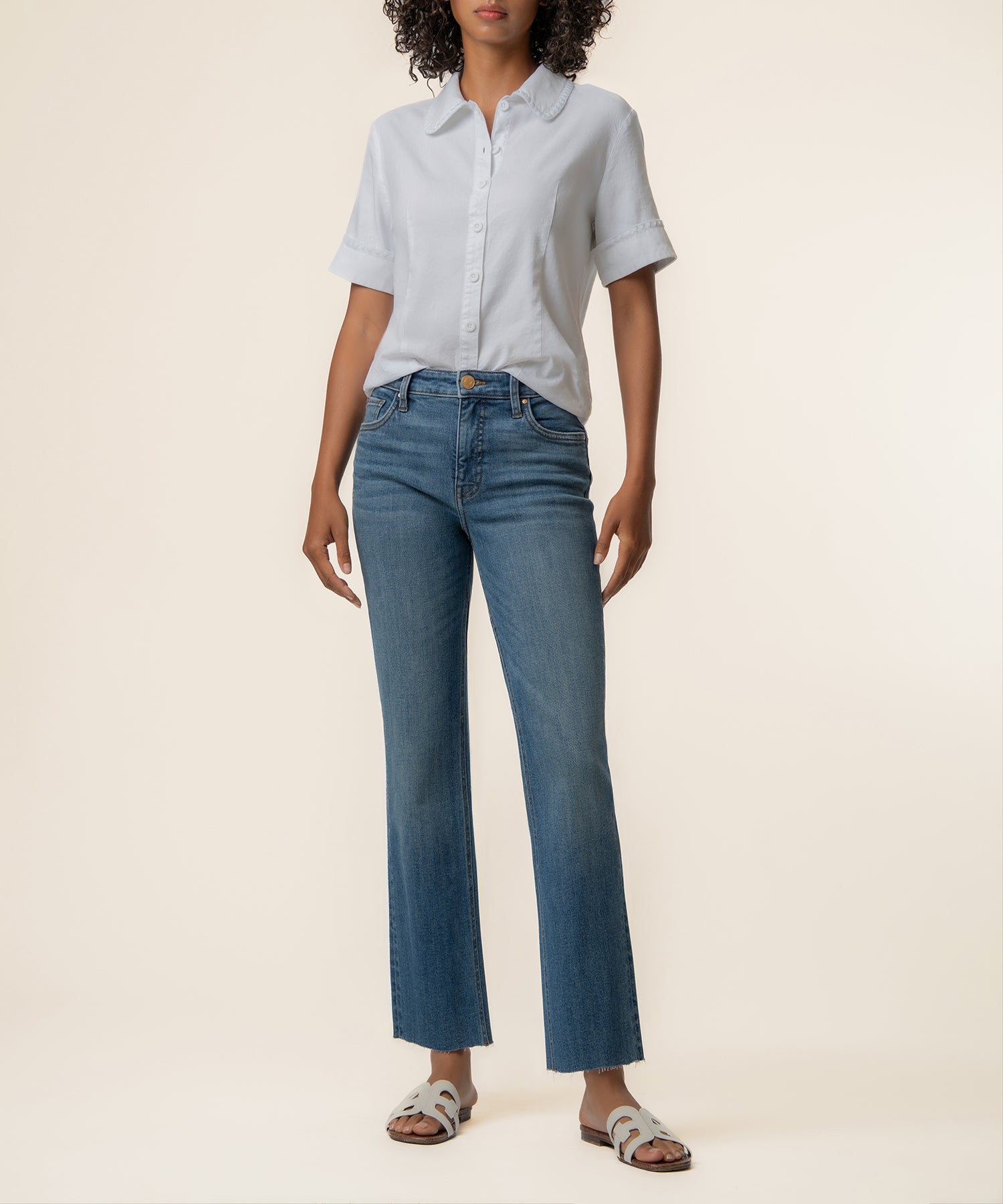 Marisol Linen Top in White - Kut from the Kloth