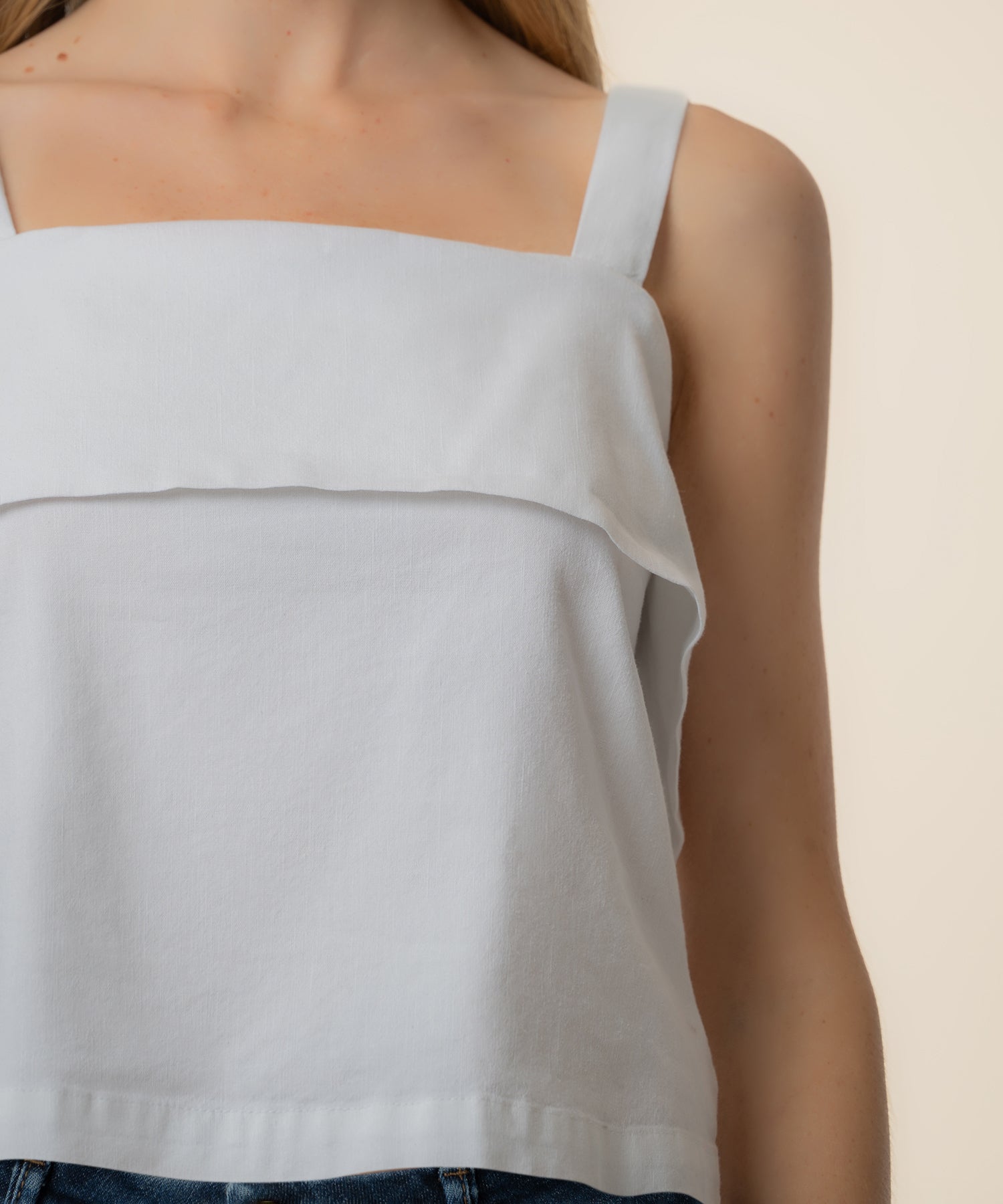 Melanie Linen Tank Top in White