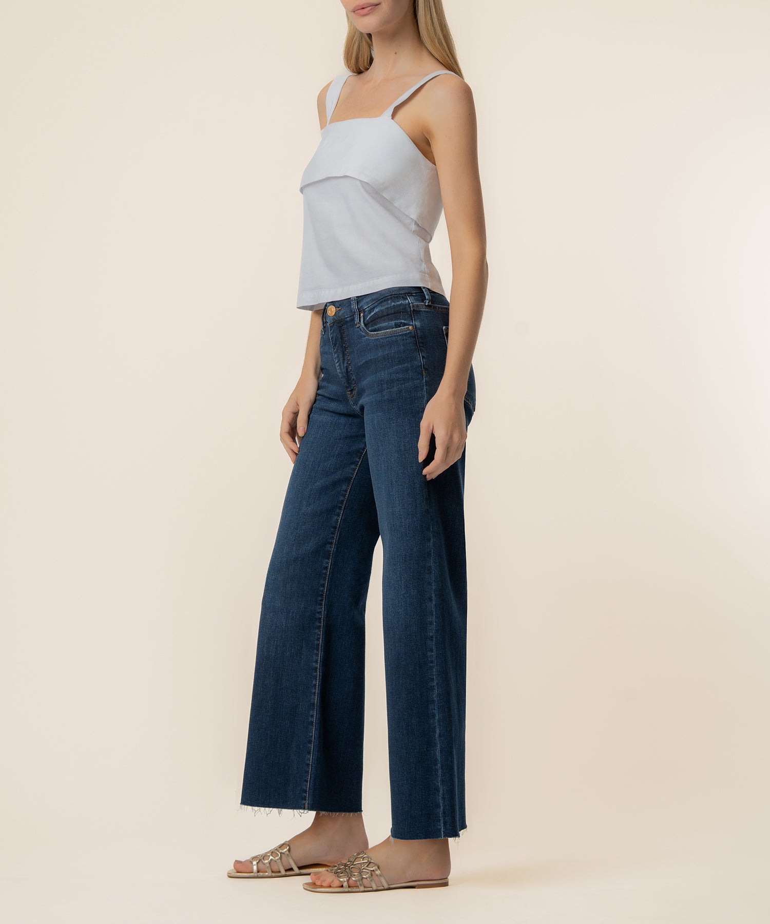 Melanie Linen Tank Top in White