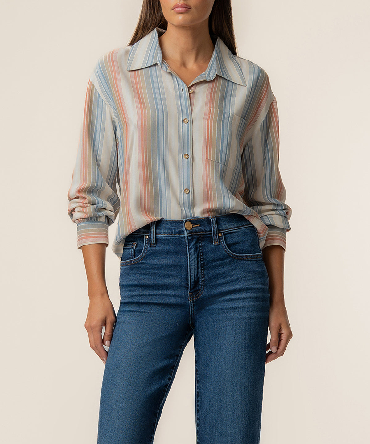 Tabitha Stripe Blouse in Cream