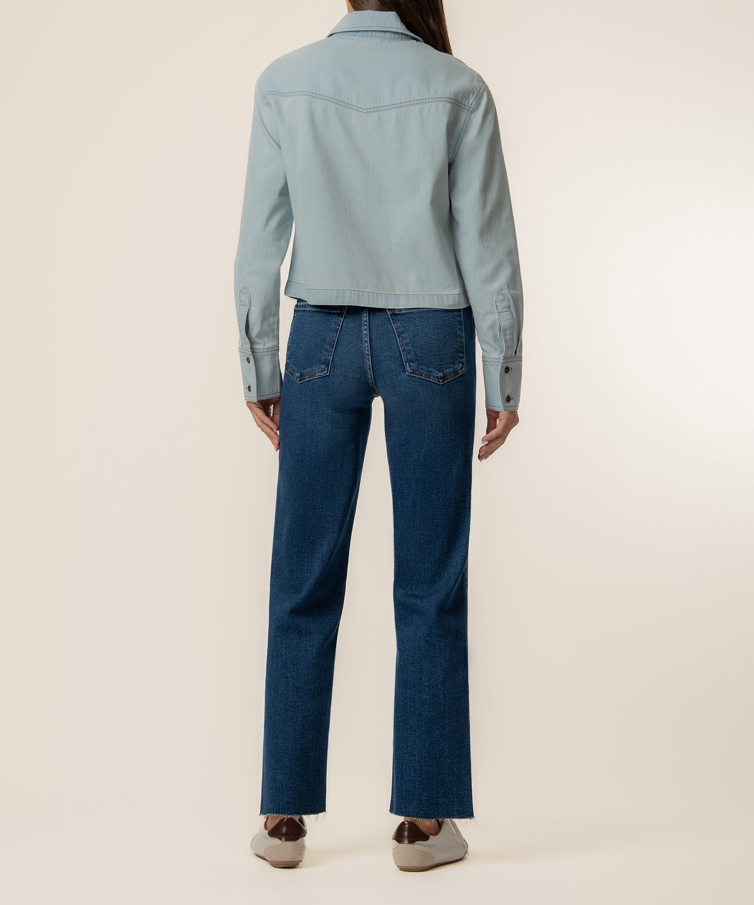 Aubrey Denim Crop Shirt in Advantage Wash