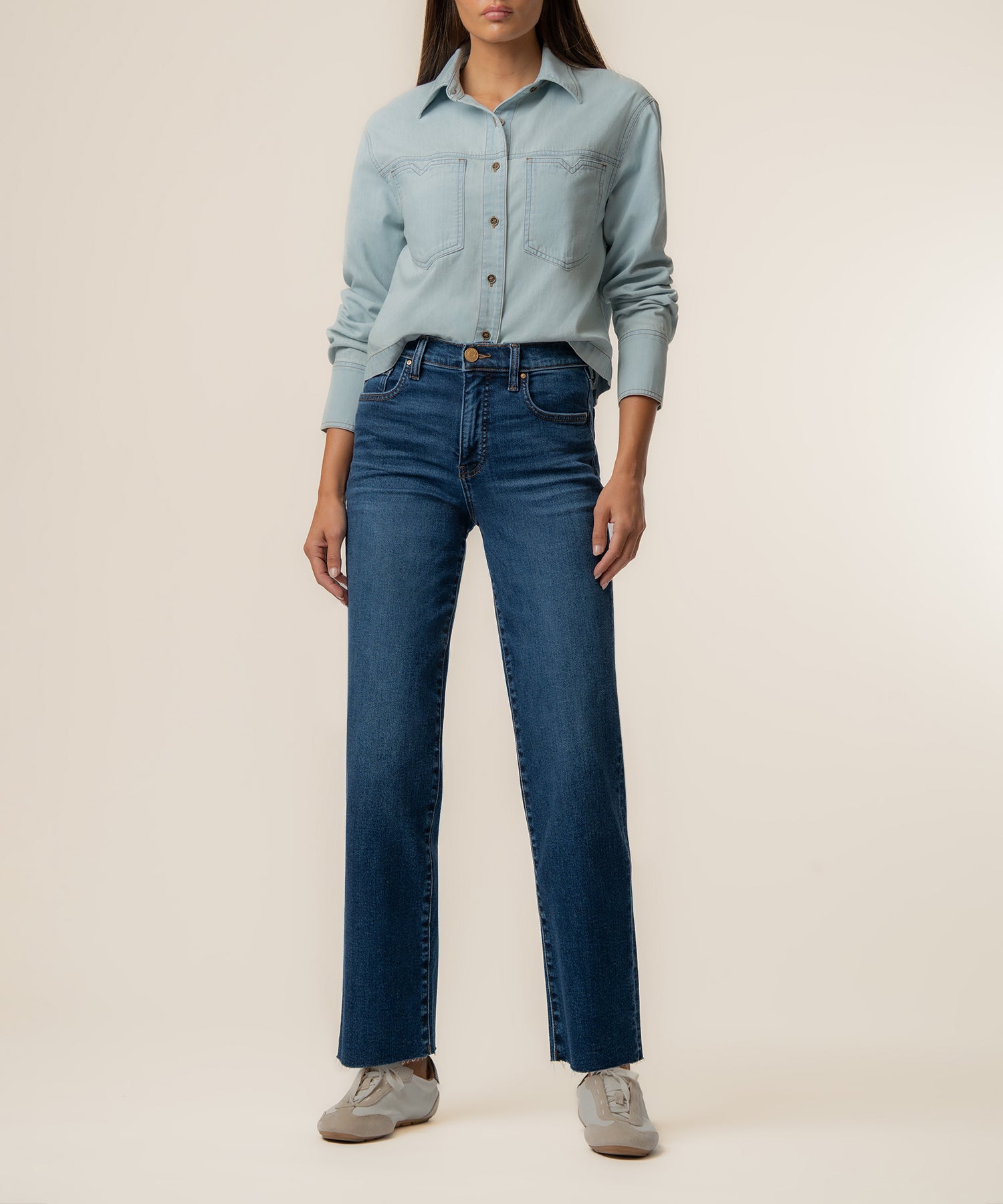 Aubrey Denim Crop Shirt in Advantage Wash