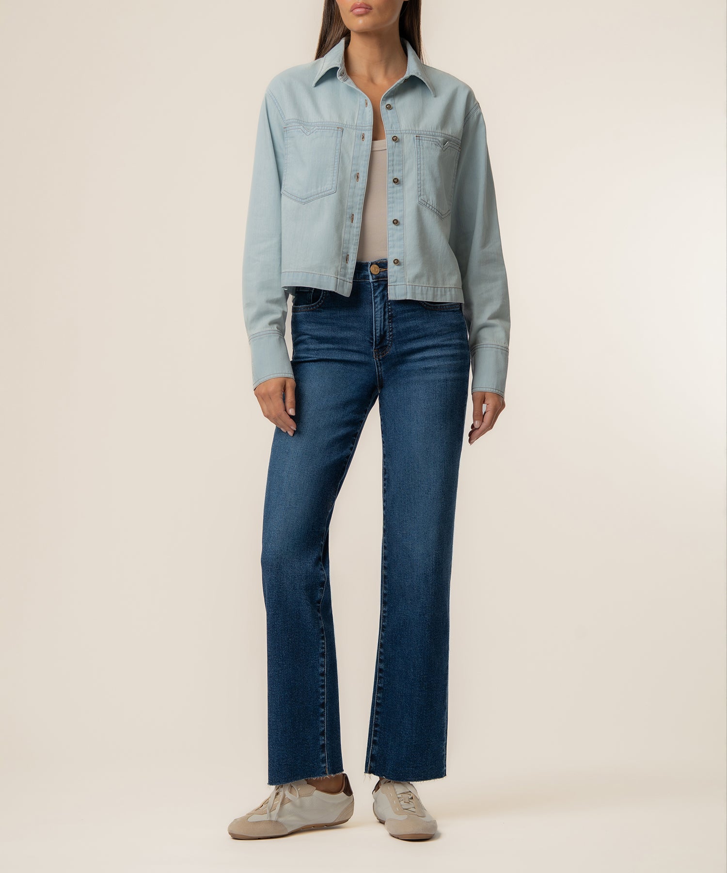 Aubrey Denim Crop Shirt in Advantage Wash