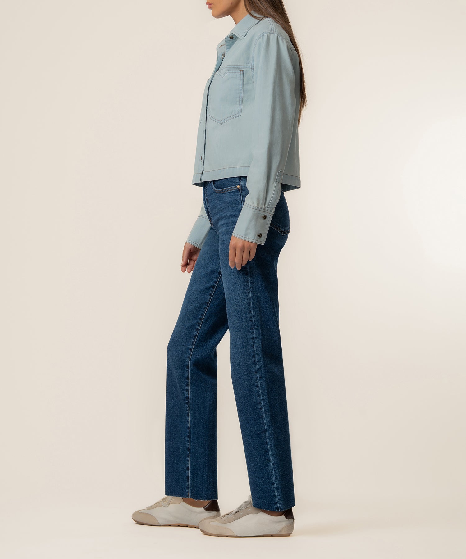 Aubrey Denim Crop Shirt in Advantage Wash